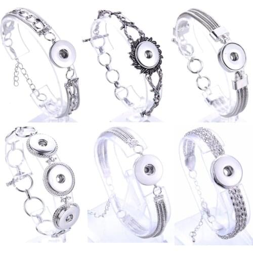 High Quality Snap Jewelry 18mm Snap Button Bracelet for Women Men Fit Snap Button Jewelry Button Bracelet Bangle