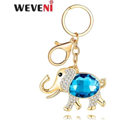 WEVENI Animal Jewelry Novelty Elephant Key Chain Keyrings Gift For Women Girl Female Pendant Keyring Car Gifts Pendant Dropship