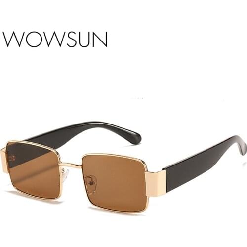 WOWSUN Square Sunglasses For Women Men Vintage Eyeglasses Female PC Frame Sun Glasses Oculos De Sol Feminino UV400 Trend Eyewear