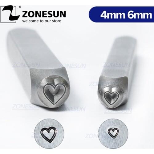ZONESUN Heart Jewelry Stamping Metal Alphabet LOGO Steel Stamps Mold Marking Tool Punch Die For Leather Ring Bracelet Necklace