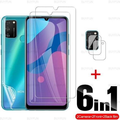For Honor 9A 6.3 inch 6in1 HD Front Tempered Glass Back Hydrogel Film for honor honer honr 9 9c 9s 9lite 9x camera safety film
