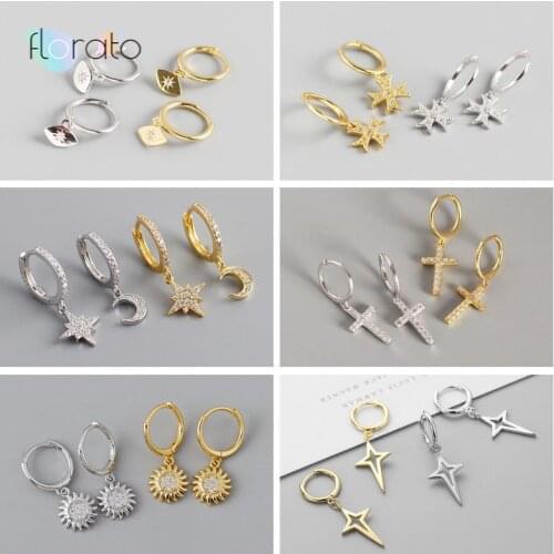 925 Sterling Silver Ear Buckle Geometry Hoop Earrings For Women Zircon Circle Round Earring Fashion Earrings Jewelry Pendientes