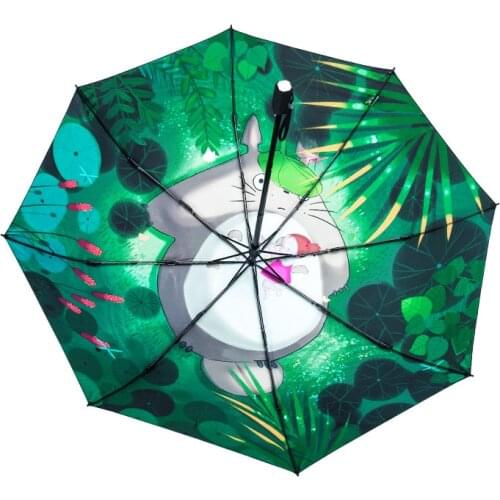 Creative Cute Cartoon Totoro Rain Umbrellas Women Lady Rain Sunny Umbrella 3 Folding 8 Ribs Sunshade Ultraviolet-proof Paraguas