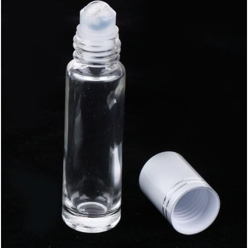 10 Pieces 10ml Glass Essential Oil Roller Bottles with Gemstone Balls Leakproof