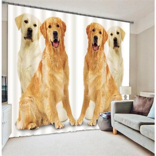 2017 Luxury Golden Retriever 3D Blackout Window Curtains For Kids Bedding room Living room Hotel Drapes Cortinas