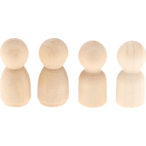 4 Pieces Wooden Dolls House Family Set with 2 Women and 2 Men Figures for 1:12 Dollhouse Children DIY Playing Supplies