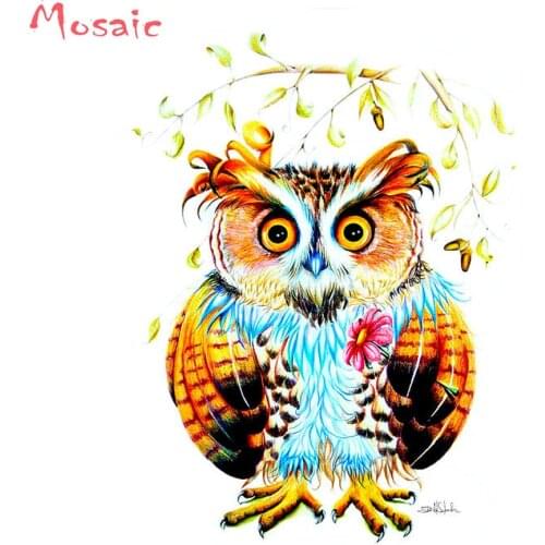 5D Diamond Painting Cross Stitch Full Square round DIY Diamond Embroidery crystal owl animal Picture Of Rhinestones Mosaic decor