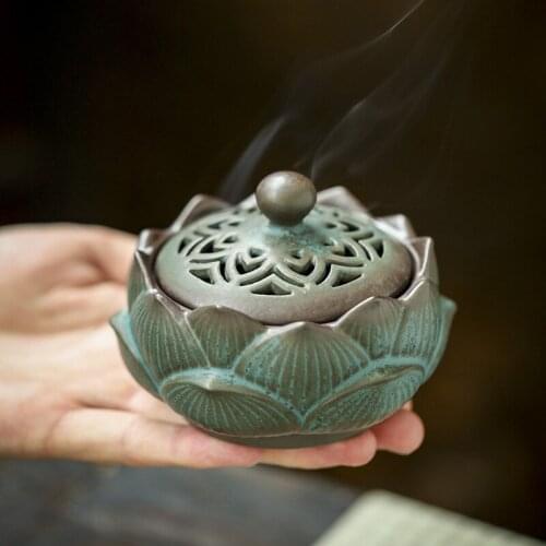 Antique Bronze Ceramic Plate Incense Burner Lotus Incense Ware Home Sandalwood Agarwood Zen Incense Ornaments Censer Holder