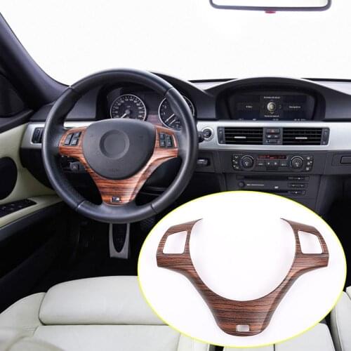 Car Kit Parts Steering Wheel Button Frame Deoration Cover Trim for BMW E90 3 Series 2005-2012 Pine grain Interior Accessories