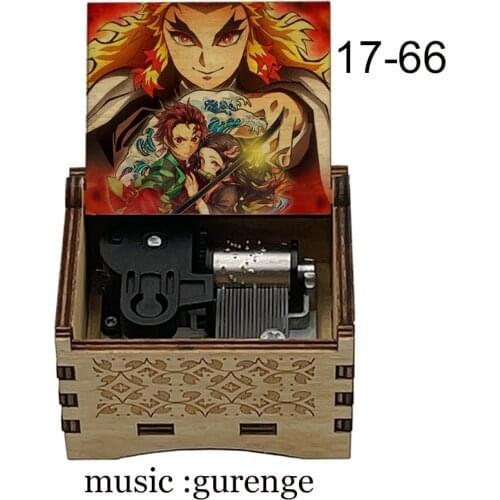 Wooden demon slayer Kimetsu no Yaiba music gurenge Tanjirou Nezuko akaza Figure print mechanical music box kids Christmas gift