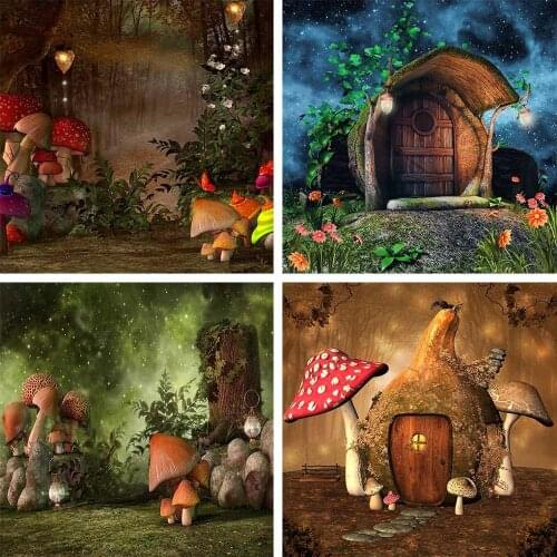 Mehofond Spring Wonderland Photography Backgrounds Fairy Tale Forest Mushroom Newborn Children Birthday Backdrops Photocall Prop