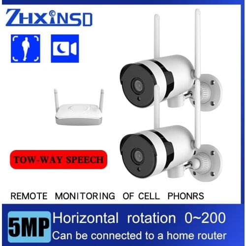 ZHXINSD 5MP Video Surveillance Kit Audio Camera Wireless NVR Kit Security Camera System 1920P Outdoor Waterproof Security Came