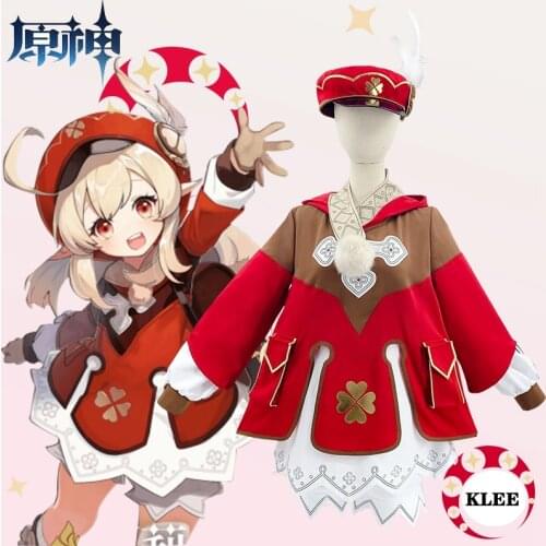 Cosplay Costume for Genshin Impact New Game Project Klee Female Cosplay Hats Tops Pants Gloves Anime Accessories Sets Christmas