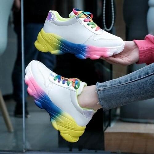 New Sneakers Women Platform Shoes Female Fashion Colorful Basket Femme Vulcanized Shoes Winter Designer Chunky Sneakers Woman