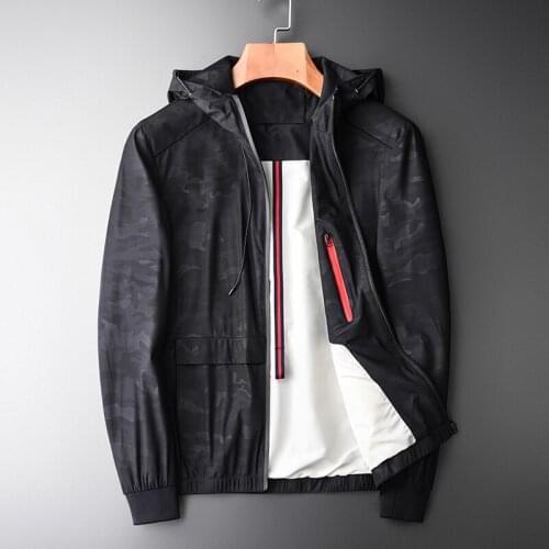 Male Jacket Luxury Camouflage Printed Hooded Jackets For Men Hight Quality Soft Thin Yarn Dyed Slim Mens Jackets And Coat