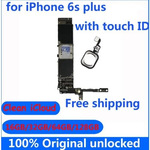 For iphone 6s plus Mainboard Original unlocked with / without Touch ID 16GB 32GB 64GB 128GB for iphone 6S plus Motherboard