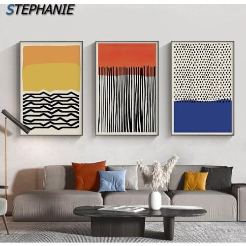 Minimalist Geometric Line Wall Art Picture Colorful Blue Red Canvas Painting Nordic Yellow Posters and Prints Gallery Home Decor