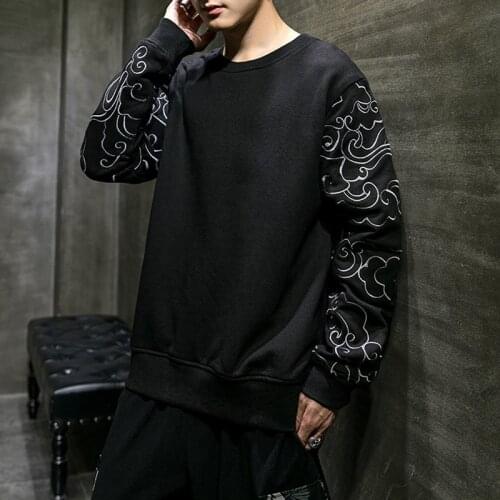 Men Vintage Embroidery Streetwear Chinese Top 2019 Autumn Hip Hop Pullover Male Oriental Clothes Men Oversize Sweatshirts KK3204