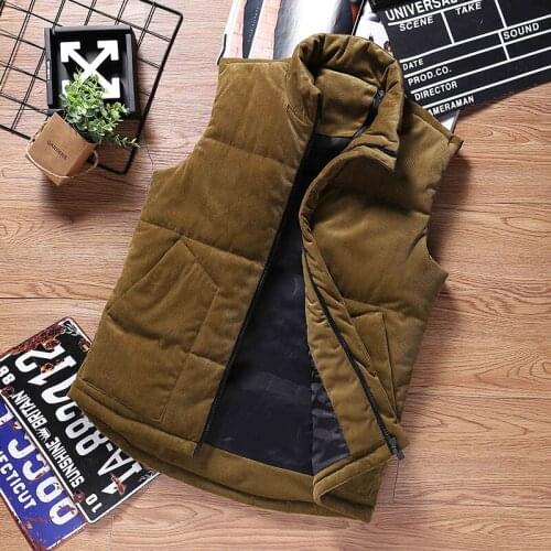 Mens Vest Jacket Vest mens autumn and winter youth Korean version of the trend of corduroy vest thickened warm mens vest
