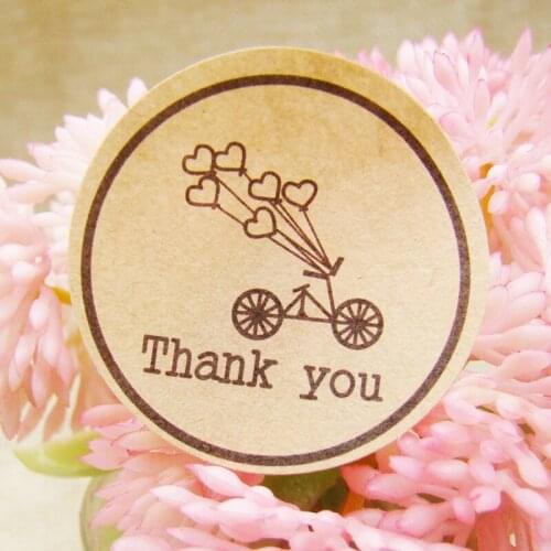 200pc kraft thank you stickers seal labels 3.0cm thank you paper labels for cany /cookies /gift decroation