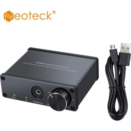 Neoteck HDMI Audio Extractor Volume Control Converter HDMI to HDMI+RCA 3.5mm Stereo Audio Converter HDMI Audio Splitter Adapter