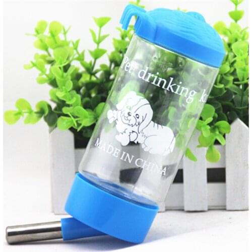 New Dog Water Bottle Pet Hanging Type Water Dispenser Dog Cat Kettle Feeder Drinking Fountain Supplies Large 500 ML Blue Pink