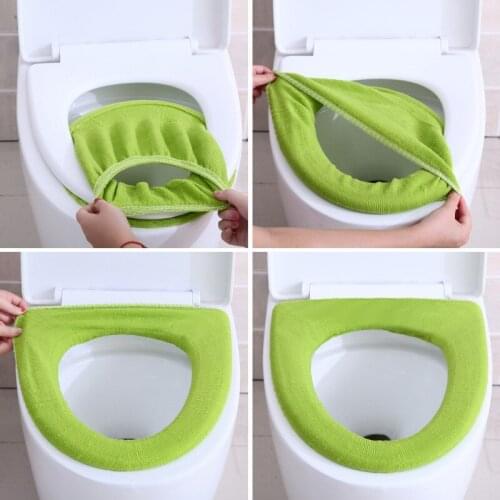 New Warmer Toilet Seat Cover Mat Bathroom Toilet Pad Cushion with Handle Thicker Soft Washable Closestool Warmer Accessories