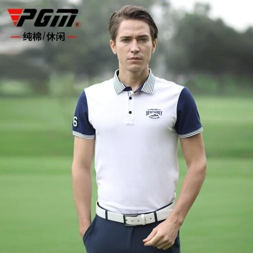 PGM Golf Mens Summer Short-Sleeved T-shirt Golf Pure Cotton Breathable Quick-Drying Clothes Yf257