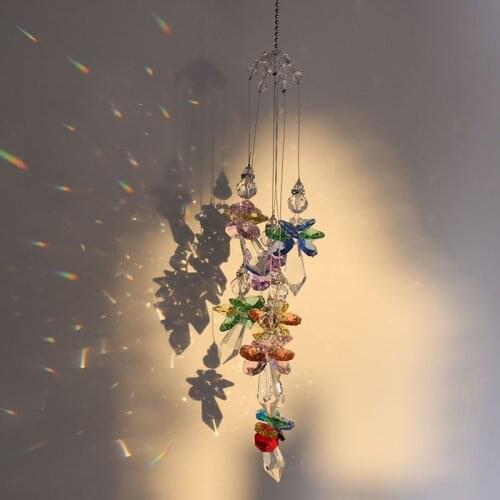 H&D Rainbow Collection Hanging Suncatchers Window Ornament 38mm Crystal Chandelier Drop Prisms Pendant for Home Garden Decor