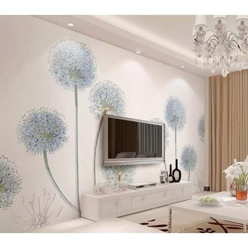 Custom wallpaper Vivid and elegant modern simple dandelion Nordic TV background wall