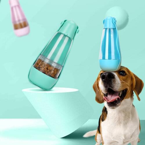 Portable Dog Water Bottle and Feeder Bowl Cat Food Container Kettle 420ml Outdoor Multifunctional Pet Accessories Dog Waterer