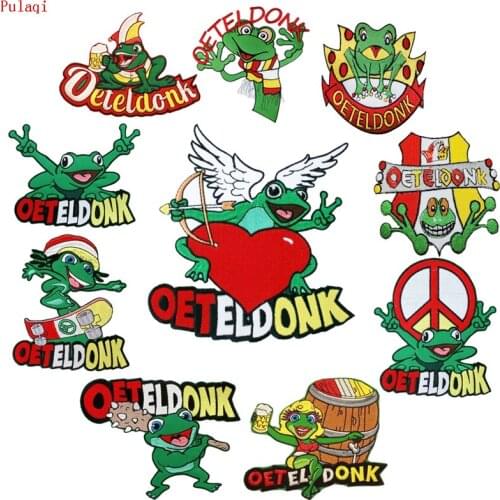 Pulaqi Oeteldonk Full Embroidered Frog Carnival For Netherland Iron On Embroidered Clothing Patches For Clothing Sticker Garment