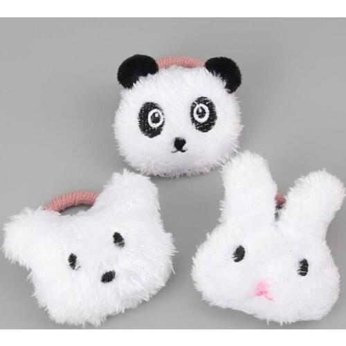 Korean version of the plush rabbit hair tie panda head rope childrens cute hair rope cartoon rubber band hair accessories gift