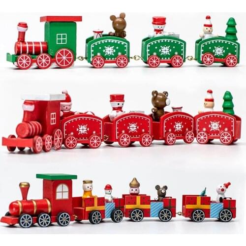 2022 Merry Christmas Wooden Train Ornament Christmas Decoration For Home Santa Claus Gift DIY New Year Xmas Decor