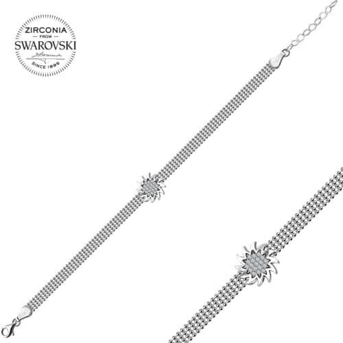 Silver 925 Sterling Swarovski Zirconia Cubic Zirconia Sun Bracelet