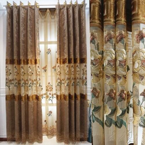 Modern Chinese chenille water soluble velvet embroidery Curtains for Living dining room bedroom