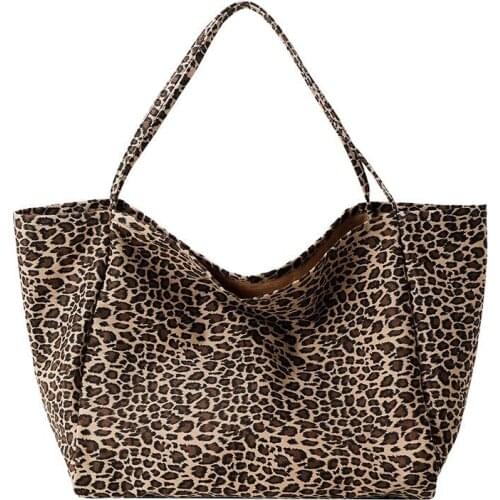 Womens Simpl Large Capacity Shoulder Canvas Bag Fashion Female Leopard Print Tote Shoppers Bag Ladies Luxury Designer Handbags