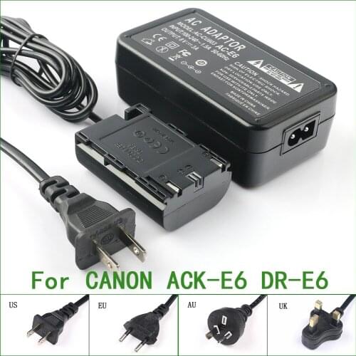 ACK-E6+DR-E6 Full Decoded AC Adapter For Canon AC-E6 DR-E6 013803104431 3351B002 3352B001AA EOS 5D Mark II