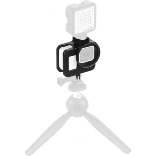 Aluminum Alloy Protective Case Black Metal Frame Cage with 52mm UV Lens Filter for Go Pro 8 Action Camera Accessories