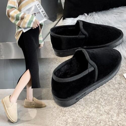 Thick plush winter boots women ankle boots comfortable light lazy flats winter shoes woman 2021 new fashion women snow boots