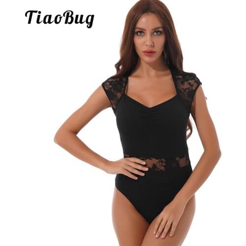 Ballet Dance Leotards for Women Lace Cap Sleeve Gymnastics Figure Skating Dress Stage Performance Dancing Costumes