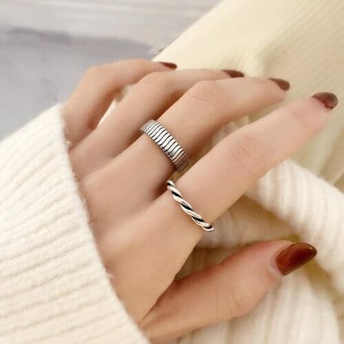 VENTFILLE 925 Sterling Silver Twist Geometric Rings For Women Trendy Cool Accessories Combination Rings 2021 New