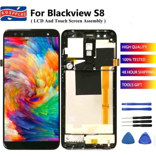 KOSPPLHZ 5.7" For Blackview S8 LCD Display Touch Screen Digitizer Sensor Assembly + Frame For Blackview S8 Cell Phone + Tools