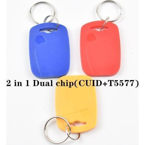 1000pcs IC+ID CUID 13.56MHZ Changeable Writable Rewritable Composite Tags Keyfob Dual Chip Frequency + RFID 125KHZ T5577 EM4305