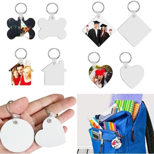 12Pcs Heat Transfer Wooden Hard Board Key Rings DIY Double Printable Blank Key Chain Graduation Souvenir Keychain Jewelry Making
