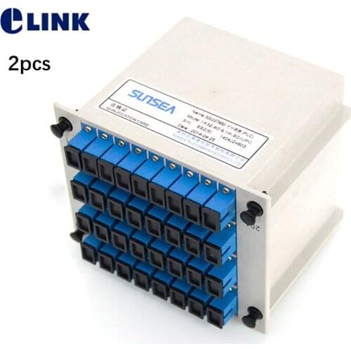 2pcs 1x32 LGX box fiber Splitter 4 Layer GEPON FTTH SM SC/UPC PLC Splitter Cassette Telecom level GPON 1*32 coupler ABS box