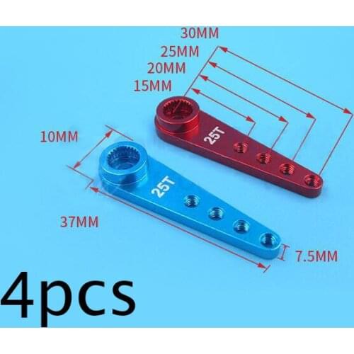 4 Pcs 25T Long Servo Horn Aluminum Alloy Steering Servo Arm Rocker Fit for FUTABA/MG995/MG996/HITEC Servo