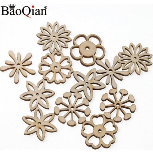 50pcs Wooden Flower Confetti For Craft Wedding Party Favor Baby Shower Decor DIY Table DIY Crafts Christmas Decoration