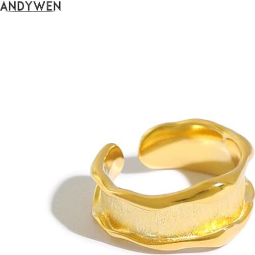ANDYWEN New 925 Sterling Silver Resizable Geometric Enamel Rings 2020 Rock Punk Jewelry Fashion Jewelry Luxury Thicker Jewels