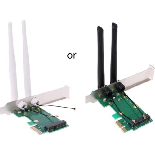 Brand New and High Quality Wireless Card WiFi Mini PCI-E Express to PCI-E Adapter 2 Antenna External PC